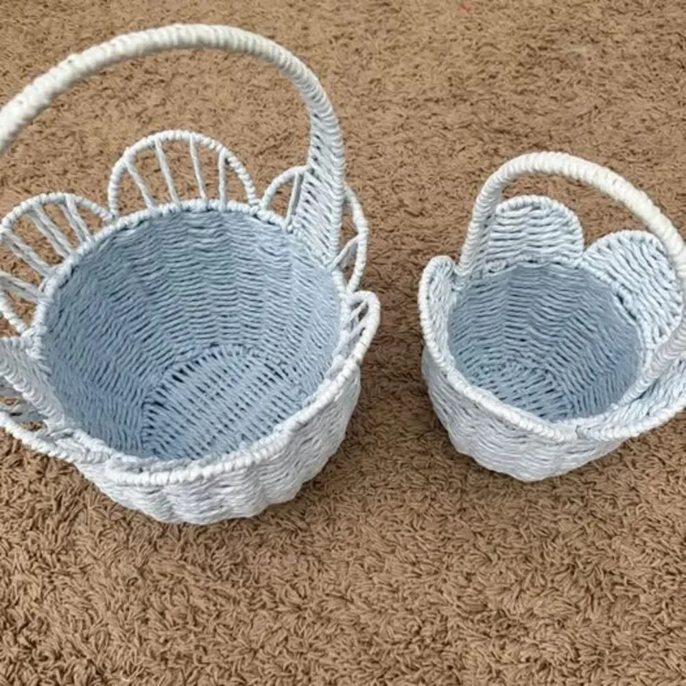 Set of 2 Light Blue Flower Girl / Easter Baskets